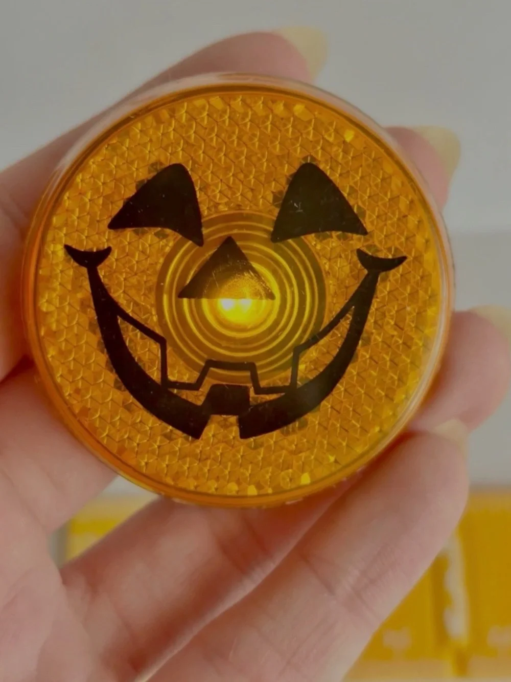Vintage Halloween Safety Reflector Light Pumpkin Trick or Treating Retro Battery